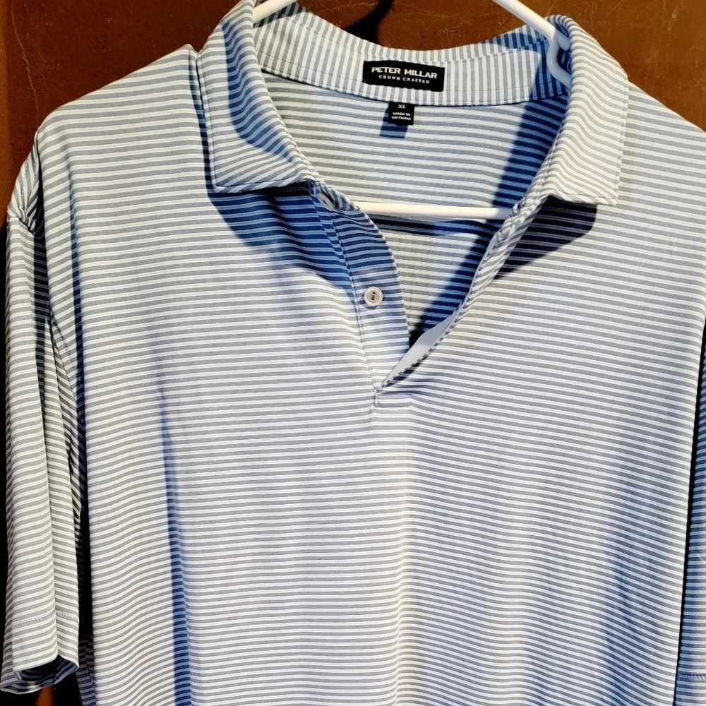 Peter Millar Crown Crafted Tempo Performance Polo XL – Blue Stripe - Picture 3 of 8